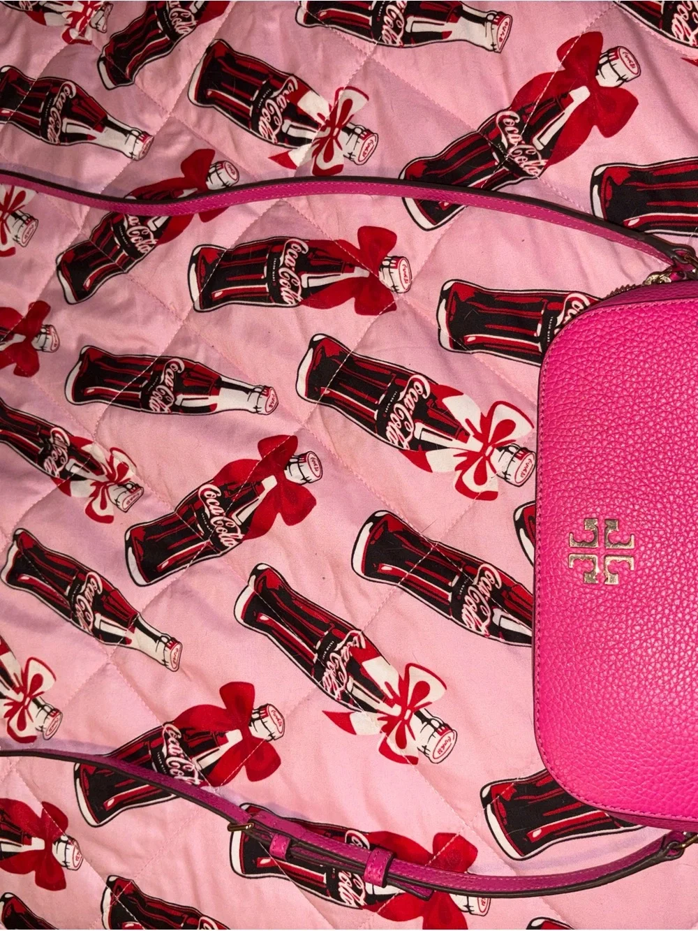 Pre loved / lightly used Burch Fleming Pebbled Leather Crossbody Bag in Hot Pink